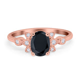 Vintage Style Oval Engagement Ring Simulated Cubic Zirconia 925 Sterling Silver