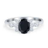 Vintage Style Oval Engagement Ring Simulated Cubic Zirconia 925 Sterling Silver