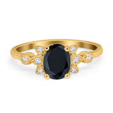 Vintage Style Oval Engagement Ring Simulated Cubic Zirconia 925 Sterling Silver