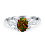 Vintage Style Oval Engagement Ring Simulated Cubic Zirconia 925 Sterling Silver