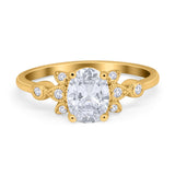 Vintage Style Oval Engagement Ring Simulated Cubic Zirconia 925 Sterling Silver