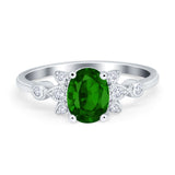 Vintage Style Oval Engagement Ring Simulated Cubic Zirconia 925 Sterling Silver