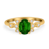 Vintage Style Oval Engagement Ring Simulated Cubic Zirconia 925 Sterling Silver