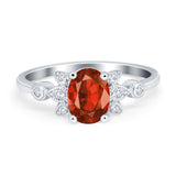 Vintage Style Oval Engagement Ring Simulated Cubic Zirconia 925 Sterling Silver