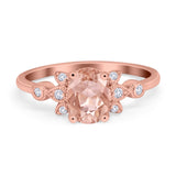 Vintage Style Oval Engagement Ring Simulated Cubic Zirconia 925 Sterling Silver