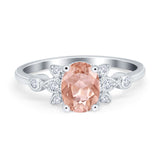 Vintage Style Oval Engagement Ring Simulated Cubic Zirconia 925 Sterling Silver