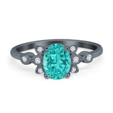 Vintage Style Oval Engagement Ring Simulated Cubic Zirconia 925 Sterling Silver