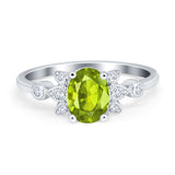 Vintage Style Oval Engagement Ring Simulated Cubic Zirconia 925 Sterling Silver