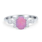 Vintage Style Oval Engagement Ring Simulated Cubic Zirconia 925 Sterling Silver