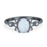 Vintage Style Oval Engagement Ring Simulated Cubic Zirconia 925 Sterling Silver