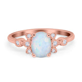 Vintage Style Oval Engagement Ring Simulated Cubic Zirconia 925 Sterling Silver