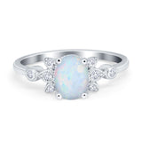 Vintage Style Oval Engagement Ring Simulated Cubic Zirconia 925 Sterling Silver