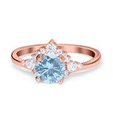 Vintage Round Engagement Ring Simulated Cubic Zirconia 925 Sterling Silver