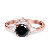 Vintage Round Engagement Ring Simulated Cubic Zirconia 925 Sterling Silver