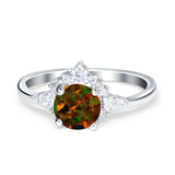 Vintage Round Engagement Ring Simulated Cubic Zirconia 925 Sterling Silver