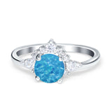 Vintage Round Engagement Ring Simulated Cubic Zirconia 925 Sterling Silver
