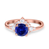 Vintage Round Engagement Ring Simulated Cubic Zirconia 925 Sterling Silver