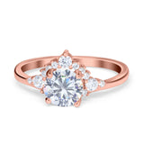 Vintage Round Engagement Ring Simulated Cubic Zirconia 925 Sterling Silver