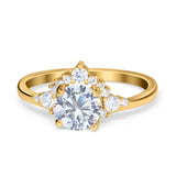 Vintage Round Engagement Ring Simulated Cubic Zirconia 925 Sterling Silver