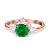 Vintage Round Engagement Ring Simulated Cubic Zirconia 925 Sterling Silver