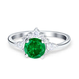 Vintage Round Engagement Ring Simulated Cubic Zirconia 925 Sterling Silver