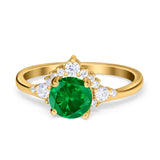 Vintage Round Engagement Ring Simulated Cubic Zirconia 925 Sterling Silver