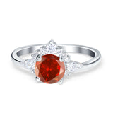 Vintage Round Engagement Ring Simulated Cubic Zirconia 925 Sterling Silver