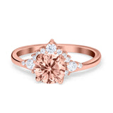 Vintage Round Engagement Ring Simulated Cubic Zirconia 925 Sterling Silver