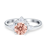 Vintage Round Engagement Ring Simulated Cubic Zirconia 925 Sterling Silver