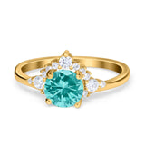 Vintage Round Engagement Ring Simulated Cubic Zirconia 925 Sterling Silver