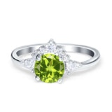 Vintage Round Engagement Ring Simulated Cubic Zirconia 925 Sterling Silver