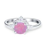 Vintage Round Engagement Ring Simulated Cubic Zirconia 925 Sterling Silver