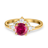 Vintage Round Engagement Ring Simulated Cubic Zirconia 925 Sterling Silver