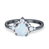 Vintage Round Engagement Ring Simulated Cubic Zirconia 925 Sterling Silver