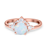 Vintage Round Engagement Ring Simulated Cubic Zirconia 925 Sterling Silver