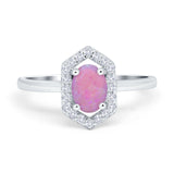 Halo Oval Engagement Ring Simulated Cubic Zirconia 925 Sterling Silver
