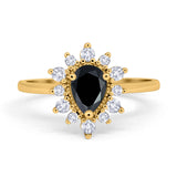 Halo Teardrop Engagement Ring Simulated Cubic Zirconia 925 Sterling Silver