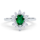 Halo Teardrop Engagement Ring Simulated Cubic Zirconia 925 Sterling Silver