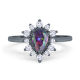 Halo Teardrop Engagement Ring Simulated Cubic Zirconia 925 Sterling Silver