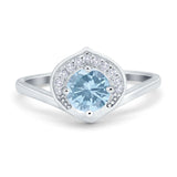 Filigree Engagement Ring Round Simulated Cubic Zirconia 925 Sterling Silver