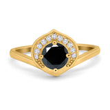 Filigree Engagement Ring Round Simulated Cubic Zirconia 925 Sterling Silver