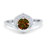 Filigree Engagement Ring Round Simulated Cubic Zirconia 925 Sterling Silver