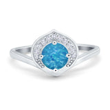 Filigree Engagement Ring Round Simulated Cubic Zirconia 925 Sterling Silver