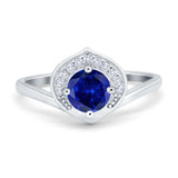 Filigree Engagement Ring Round Simulated Cubic Zirconia 925 Sterling Silver
