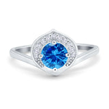 Filigree Engagement Ring Round Simulated Cubic Zirconia 925 Sterling Silver