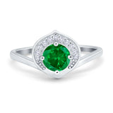Filigree Engagement Ring Round Simulated Cubic Zirconia 925 Sterling Silver
