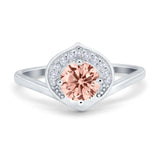 Filigree Engagement Ring Round Simulated Cubic Zirconia 925 Sterling Silver