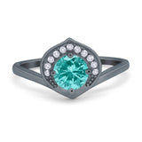 Filigree Engagement Ring Round Simulated Cubic Zirconia 925 Sterling Silver