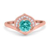 Filigree Engagement Ring Round Simulated Cubic Zirconia 925 Sterling Silver