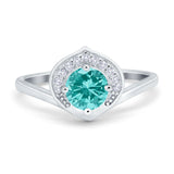 Filigree Engagement Ring Round Simulated Cubic Zirconia 925 Sterling Silver